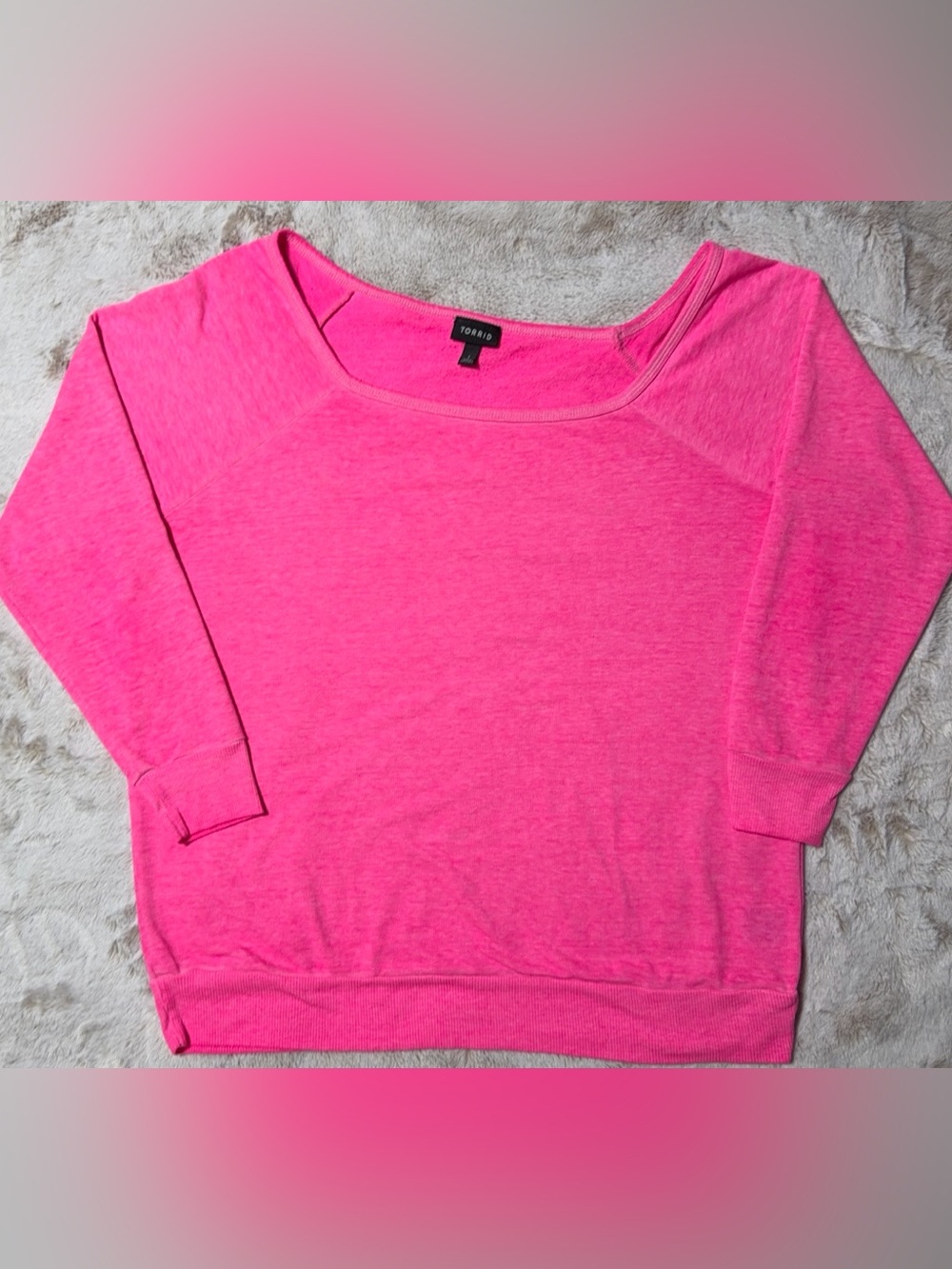 Torrid Bright Neon Pink Off Shoulder Sweatshirt Torrid Size 1